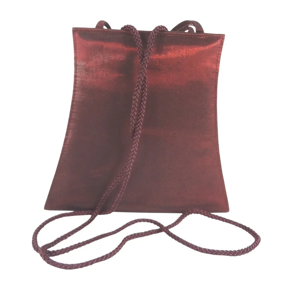 Sasha Evening Bag Women Burgundy Excellent Satin Braided Strap Flared Bag